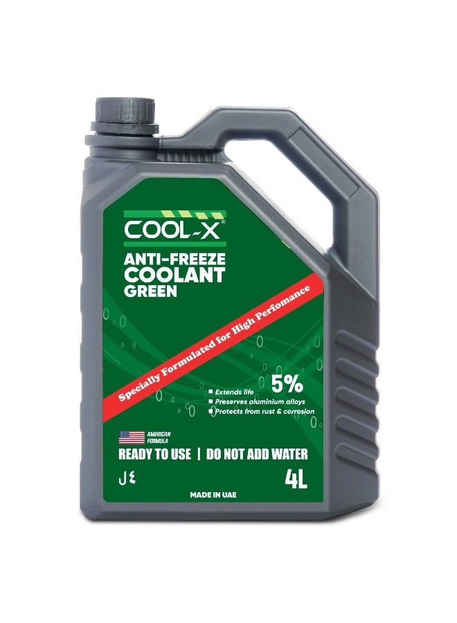 COOL-X Cool X Radiator Coolant – Green | Long-Lasting Engine Cooling & Anti-Corrosion Protection | 4 Liters - Image 1